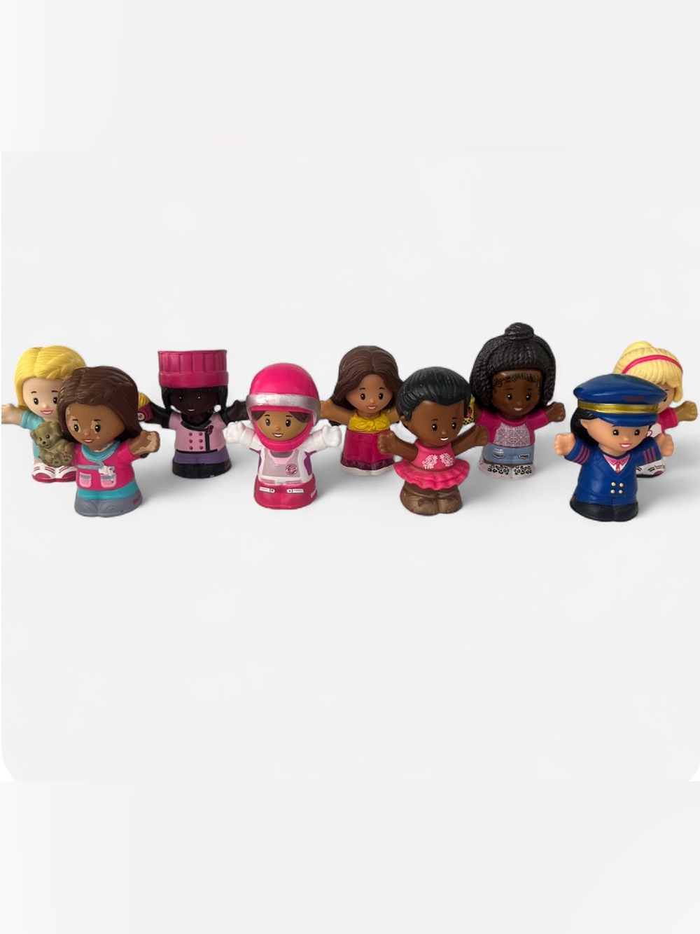 Set of 9 Barbie Little People and 2 cars